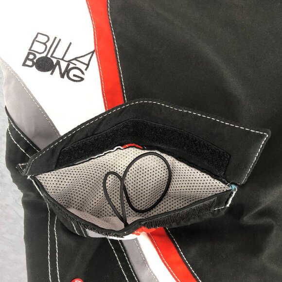 Billabong Men’s Black Boardshorts with Side Stripes of Red, White & Gray Size 38 - Picture 12 of 16